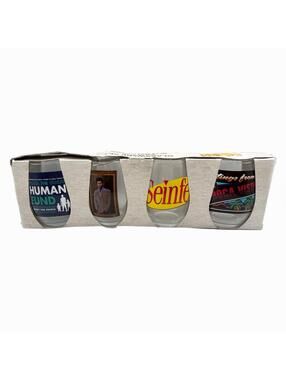 Set of 4 Silver Buffalo Seinfeld Stemless Glassware Set